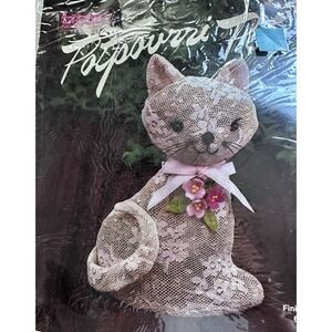 Vtg 1985 Titan Needlecraft Potpourri Pets Kitty Cat Kit Lace #1347 Sealed